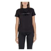 Calvin Klein Jeans Svart Tryck Rund Hals T-shirt Kvinnor Black, Dam