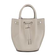 Tod's Läder Bucket Bag med Dragsko Stängning White, Dam