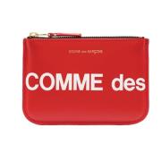 Comme des Garçons Logo Plånbok Klassisk Svart Läder Red, Unisex