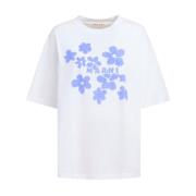 Marni T-shirt med blommigt tryck och korta ärmar White, Dam