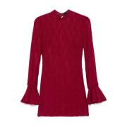 Rotate Birger Christensen Ruby Wine Spets Mini Klänning Red, Dam