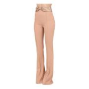 Elisabetta Franchi Elegant Nude High-Waisted Palazzo Byxor Beige, Dam