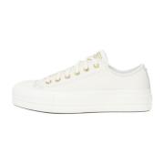 Converse Guld Plattform Sneakers Chuck Taylor All Star White, Dam