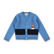 Gucci Blå Stickat Look Cardigan Aw24 Blue, Herr