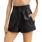 Manokhi Svarta lädershorts Jett Black, Dam