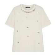 Elena Mirò Broderad T-shirt White, Dam