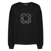 Elena Mirò Avslappnad Bomull T-shirt Black, Dam