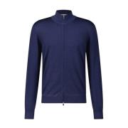 Gran Sasso Ull Kofta Rak Modell Mjuk Stickning Blue, Herr