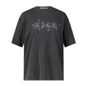 Msgm Studded Logo Oversized Tee Gray, Dam