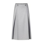 Seductive Elegant Veckad Midi Kjol Gray, Dam