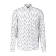 Hugo Boss Skjorta med Geometriskt Mönster och Regular-Fit White, Herr