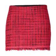 Patrizia Pepe Frynsgjord Tweed Minikjol Red, Dam