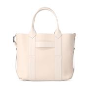 Hogan Elegant Läder Shopper Väska Beige, Dam