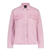 Marc Cain Denim Blus Löst Sittande Knappar Bröstfickor Pink, Dam