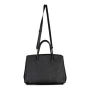 Abro Läder Shopper Väska med Justerbar Rem Black, Dam