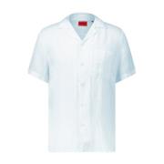 Hugo Boss Sommar Linne Straight-Fit Skjorta Blue, Herr