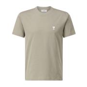 Ami Paris Logotyp T-shirt Klassisk bomulls-T-skjorta Beige, Herr