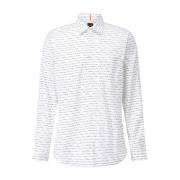 Hugo Boss Modernt Allover-Print Casual Skjorta White, Herr