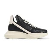 Rick Owens Svarta Lädersneakers Stiligt Komfort Black, Herr