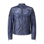 Belstaff Vintage Skinnjacka med Ståkrage Blue, Herr