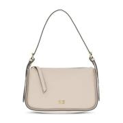 Abro Elegant Läder Axelväska Beige, Dam