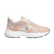 Calvin Klein Jeans Beige Sportig Syntetisk Gummisula Sneakers Pink, Da...