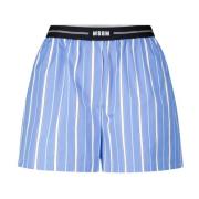 Msgm Bekväma Randiga Bomullsshorts Blue, Dam