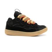 Lanvin Svarta Mocka Panel Sneakers Black, Herr