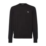 Dsquared2 Svart Crew Neck Sweater med Logo Black, Herr