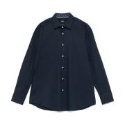 Hugo Boss Blå Button-Up Skjorta Med Krökt Nederkant Blue, Herr