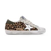 Golden Goose Leopardmönstrade Sneakers med Grå Mocka Multicolor, Dam