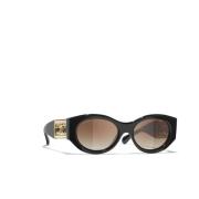 Chanel Brun Gradient Solglasögon - Svart Ram Black, Unisex