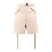 Sacai Bomull Bermuda Shorts med Cupro Foder Beige, Herr