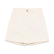 Moncler Vita Shorts med Dold Dragkedja White, Dam