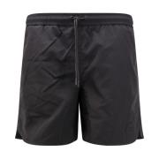 Moncler Nylon Swim Trunk med Logo Patch Black, Herr