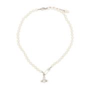 Vivienne Westwood Pärla Orb Säkerhetsnål Spänne Halsband White, Dam