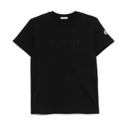 Moncler Svart Logo Patch Crew Neck T-shirts Black, Dam