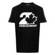 Dsquared2 Lönnlöv Logo Tryckt Svart T-shirt Black, Herr