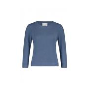 Allude Räfflad Ull-Kashmir Pullover Blue, Dam