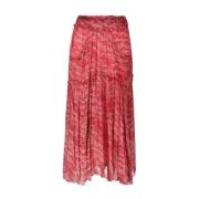 Isabel Marant Veckad Georgette Midi Kjol Red, Dam