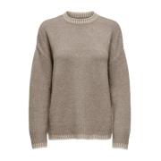 Only Mjuk Stickad Mock Neck Pullover Tröja Brown, Dam