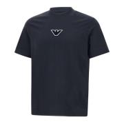 Emporio Armani Marinblå Bomull T-shirt med Logotyp Blue, Herr