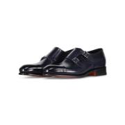 Santoni Läder Dubbla Monkstraps Blue, Herr