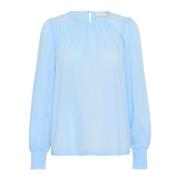 Kaffe Windsurfer Smock Cuff Blouse Blue, Dam