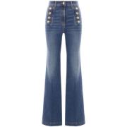 Elisabetta Franchi Indigo Blå Jeans med Knappdetaljer Blue, Dam