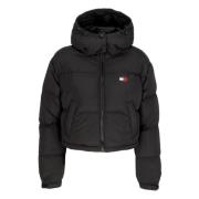 Tommy Hilfiger Svart Pufferjacka med hög krage Black, Dam