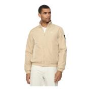 Calvin Klein Beige Harrington Jacka med Logotyptryck Beige, Herr