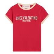 Valentino Garavani Kortärmad rund hals T-shirt Red, Dam