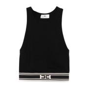 Elisabetta Franchi Svart Ärmlös Racerback Crop Top Black, Dam