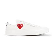 Comme des Garçons Play Röd Hjärta Låg Topp Sneakers White, Dam